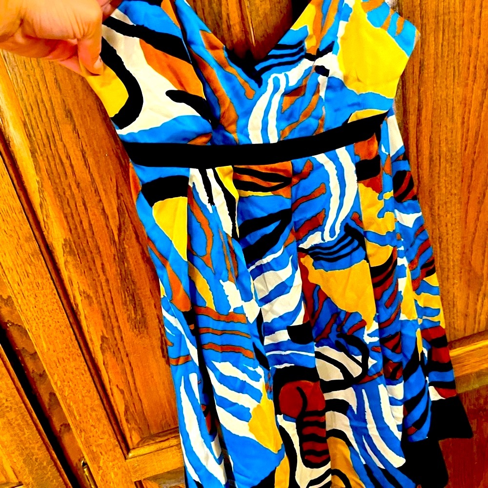 TIBI Empire Waist Gorgeous Color Way Print Dress